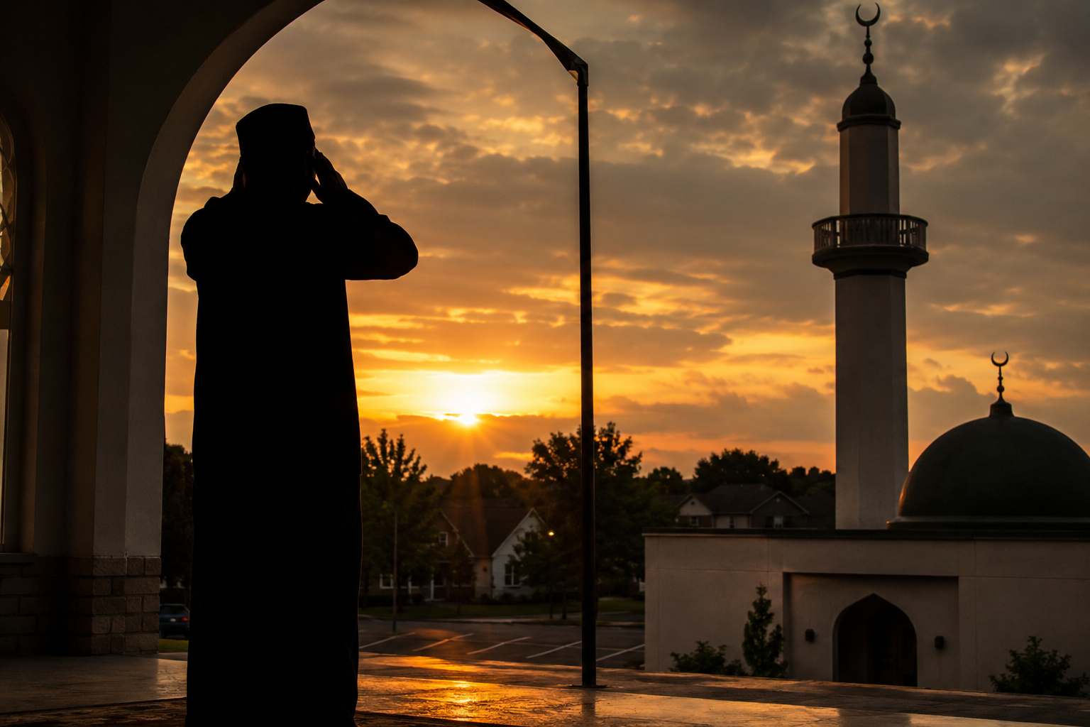 Muezzin giving the athan